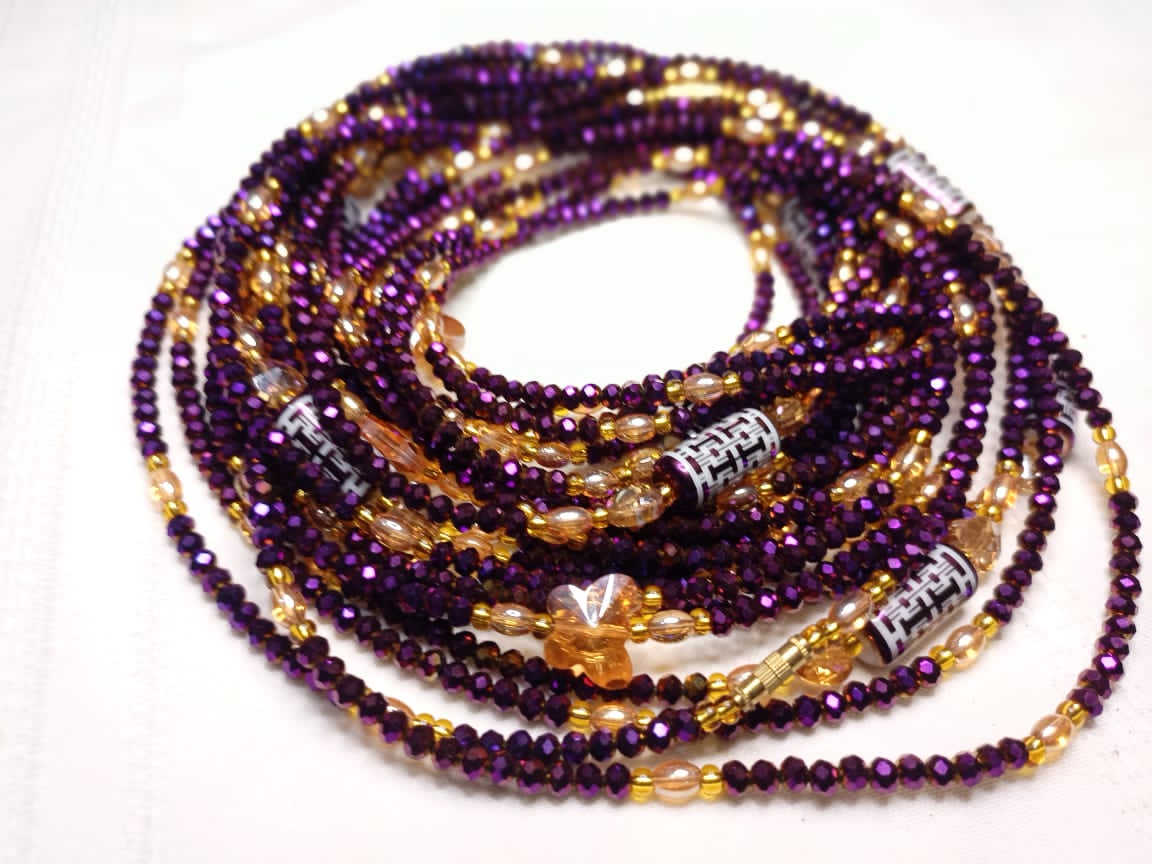 Authentic Ghanaian tie-on waist beads for weight loss tracking and body positivity